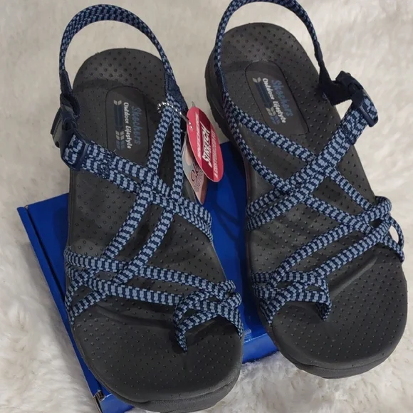 Skechers Blue Strappy Sandals, Size 10 - Picture 10 of 17